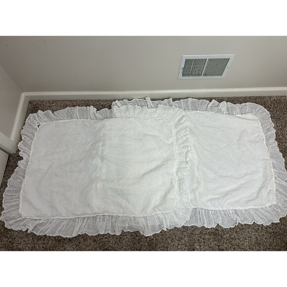 Bella Notte White Linen Whisper Deluxe Shams With Ties Set Of 2 - Picture 2 of 10